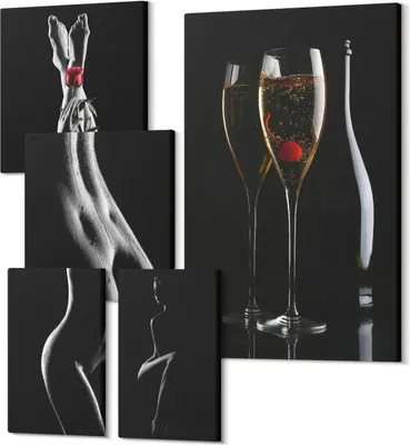 Produktbild von Leinwandbilder Mehrteilig 5-teilig – Modernes Design – Hochwertiger Polycanvas Kunstdruck – Wanddekoration & Wandkunst – Bilder für Zuhause – 2x 30x30 cm + 2x 20x30 cm + 1x 40x60 cm – Elegante Akzente im modernen Stil mit dem Thema Intimität