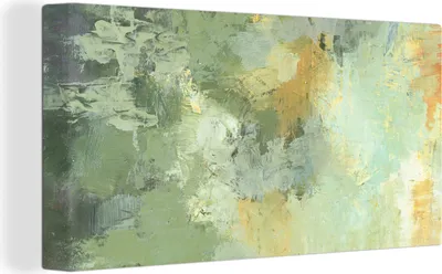 Obrázek produktu pro OneMillionCanvasses® - Obraz na plátně - olejomalba zelená, nástěnný obraz, nástěnné dekorace obrazy obývací pokoj, 40x20cm