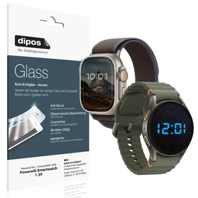 Produktbild von 2x Schutzfolie für Powerwill Smartwatch 1.39 - Anti-Shock 9H Folie dipos Glass Kunststoffglas