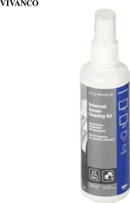 Produktbild von VIVanco™Universelles Bildschirm Reinigungsset für 40 Anwendungen – 100 ml Flüssigkeit & 25 x 25 cm Mikrofasertuch