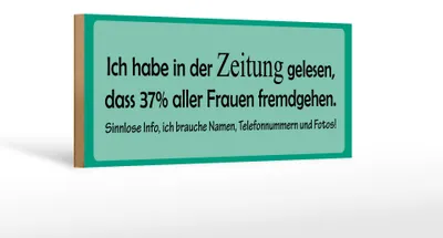 Produktbild von Holzschild Spruch 27x10cm 37% aller Frauen fremdgehen