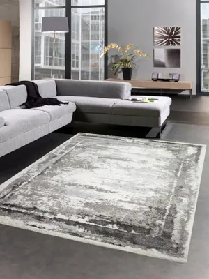 Obrázek produktu pro Koberec moderní designový koberec do obývacího pokoje v šedé krémově modré barvě velikost - 80 x 300 cm