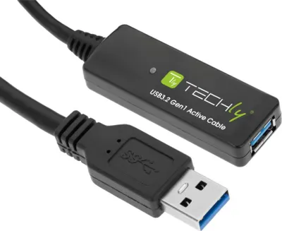Produktbild von Techly ICUR3050G USB-Repeaterkabel USB 3.2 Gen 1, 5 m, USB A, Schwarz