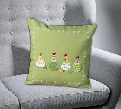 Produktbild von Kissenhülle 40x40 cm Dekokissen Stickerei verrückte Hühner Frühjahr Ostern 40 x 40 cm Kissenhülle - mint