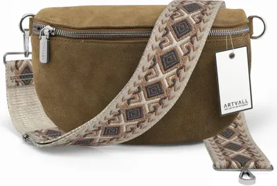 Produktbild von ARTVALL - Umhängetasche aus Wildleder, Klein mit verstellbarem Schultergurt, abnehmbares Taschenband, Crossbody Bag in Hellbraun