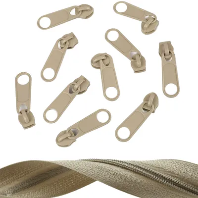 Produktbild von 10 Reißverschluss Zipper für Endlosreißverschluss, 5mm, Farbauswahl, Farbe:dunkelblond