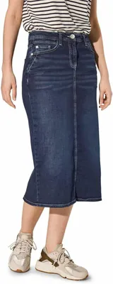 Produktbild von Cecil Damen Midi Jeansrock dark blue wash