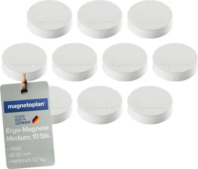 Produktbild von Magnetoplan Ergo medium Magnete weiß 30mm 10St