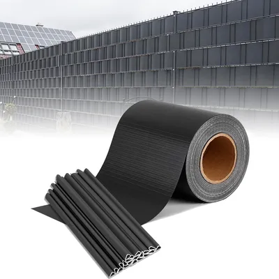 Produktbild von ACXIN PVC stínící pásky pro ochranu soukromí stínící fólie pro dvojitý plot s upevňovacími klipy pro zahradní plot, antracitová barva, 65 m x 19 cm (1 role)