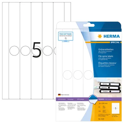 Produktbild von Hängeordneretiketten A4 weiß 34x297 mm Papier matt blickdicht 125 St.