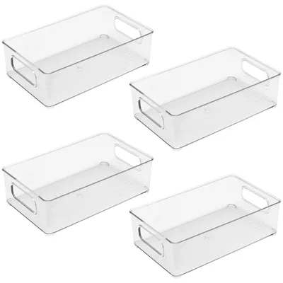 Aufbewahrungsboxen aus Kunststoff, 4er-Set, transparent, stapelbar