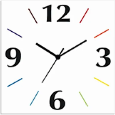 Produktbild von ARTland Wanduhr auf Alu Funkuhr - schwarzer Zeiger Trendfarbe Weiß-Bunt Größe: 30x30 cm