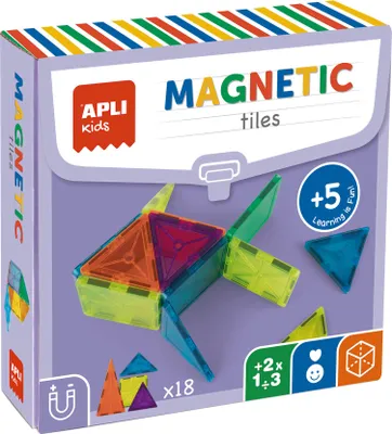 Zdjęcie produktu dla APLI Klocki magnetyczne dla dzieci przezroczyste 18 elementów zabawka edukacyjna
