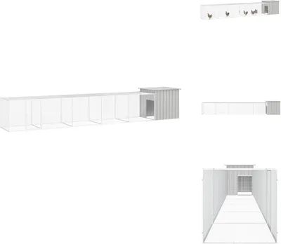 Zdjęcie produktu dla vidaXL Klatka dla kurcząt szara 600x91x100 cm stal ocynkowana - Pomieszczenia i wybiegi dla małych zwierząt