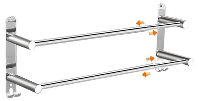Zdjęcie produktu dla Elzusha - Wysuwany uchwyt na ręczniki ze stali nierdzewnej, polerowany, 43-75 cm, z haczykami, do montażu na ścianie