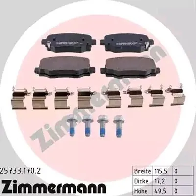 Produktbild von ZIMMERMANN Bremsbeläge Satz Hinten Bremsklötze für JEEP Compass (MP, M6) 25733.170.2