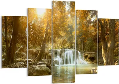 Produktbild von Bild auf Leinwand - Leinwandbild - Park Wasserfall Wasser - 150x100cm - Wand Bild - Wanddeko - Leinwanddruck - Bilder - Kunstdruck - Wanddekoration - Leinwand bilder - Wandkunst - EA150x100-3789