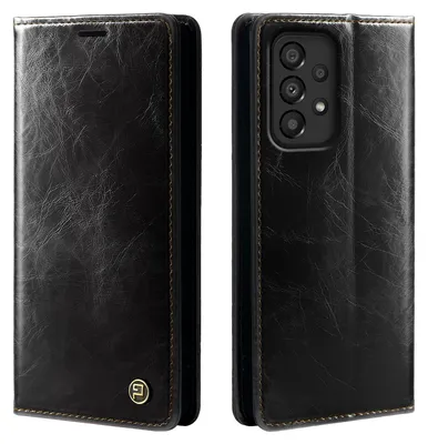 Produktbild von Handyhülle für Samsung Galaxy A33 5G Kunstleder Klapphülle Vintage Cover Hülle RFID Schutz Case Kartenfach Farbe: Schwarz