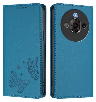 Image de Étui en cuir pour ZTE Nubia Focus Pro 5G, motif papillon, étui portefeuille à rabat avec support, bleu