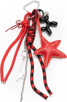Produktbild von Schwarzer Taschenanhänger mit Seestern-Motiv, maritimes Strandflair, für Schlüsselbund und Handy-Kabel