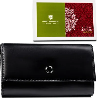Produktbild von Peterson | Ledergeldbörse, für Frauen, mit RFID, Schwarz, 18.5x10.5 cm