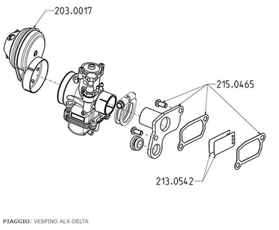 Image de POLINI Carburateur à lamelles D.21 Piaggio Vespino