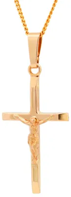Produktbild von Gold Anhänger Kreuz Korpus mit Goldkette  585-14 Karat Gold 36 cm