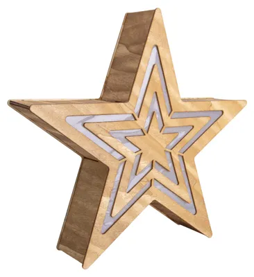 Produktbild von Weihnachtsstern Beleuchtet Holz Stern LED Weihnachtsbeleuchtung Timer 5287427