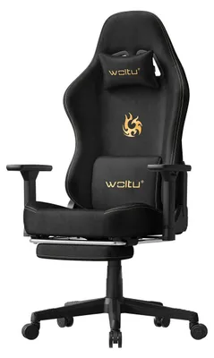 Produktbild von WOLTU Gaming Stuhl atmungsaktiver WildKunstleder, Ergonomisch, mit Lendenkissen Kopfkissen : Schwarz Farbe: Schwarz