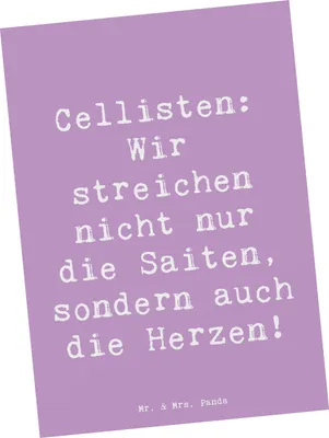 Produktbild von Mr. & Mrs. Panda Postkarte Spruch Cello Herz - Lavendeltraum - Geschenk, Gefühl, Ansichtskarten, Musiker, Orchester, bildkarte, Solo, Ansichtskarte, Postkarten, Musik