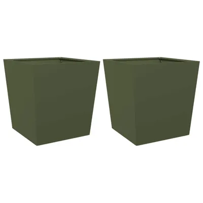 Immagine prodotto di vidaXL Fioriera 2 pz. Verde oliva 50x50x50 acciaio