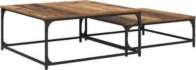 Immagine prodotto di vidaXL Tavolino da caffè, 2 pezzi, legno di recupero, 80 x 80 x 35 cm, materiale in legno