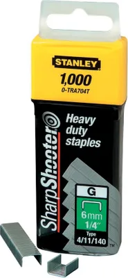 Zdjęcie produktu dla Stanley 1-TRA704T, Zestaw obejm, śrub i gwoździ, 1000 szt., 6 mm, TR150HL TR250 TRE550 PHT150 TR110, Pudełko