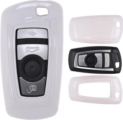Produktbild von Auto Schlüssel Kunststoff Hülle ABS Plastik Schutz Cover Weiß kompatibel mit BMW 5er F10 F11 F18 3er F30 X3 X1 X6 6er 1er F20 KEYLESS SMARTKEY