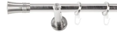 Produktbild von SN Deco Gardinenstange Lyon, 19 mm, 1-läufig, Stahl, Komplett-Set mit Ringen, Auflageträger, 360 cm, edelstahl optik