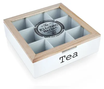 Produktbild von Aufbewahrungsbox für Teebeutel mit 9 Fächern und Deckel