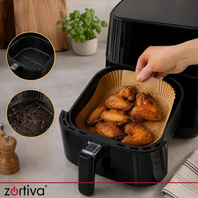 Produktbild von Papierauskleidungen für Heißluftfritteusen, 23 x 23 cm, Set mit 100 Stück