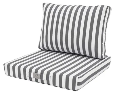 Image de Coussins pour salon de jardin déhoussable 60x60cm - Rayure Gris foncé