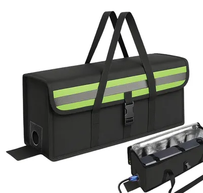 Image de Sacoche pour batterie de vélo électrique, résistant au feu jusqu'à 2300°C, avec 8 couches de protection contre l'incendie, étanche, antidéflagrant, sécurisé pour les batteries LiPo, dimensions : 51x16x16 cm
