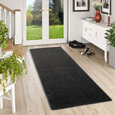 Produktbild von Hochflor Velours Läufer Teppich Luna Anthrazit, Größe:100x400 cm