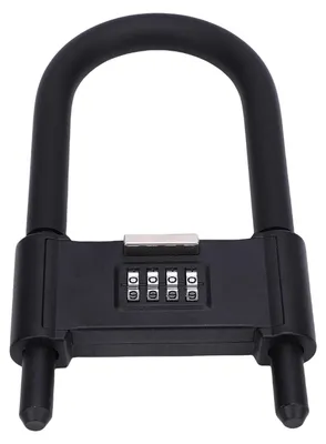 Produktbild von 4-stelliges Zahlenschloss, robustes Fahrrad-Bügelschloss mit Diebstahlschutz und verstellbarem Bügel für Glastüren, Tore, Schuppen und Zäune; Verstellbereich 120–150 mm