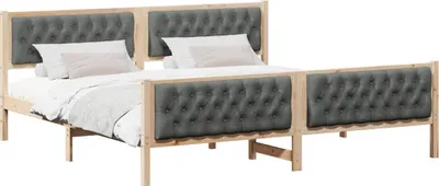 Obrázek produktu pro Rám postele s čelo Tmavě šedá 200 x 200 cm Masivní borové dřevo