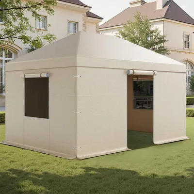 Produktbild von VEVOR Winter Pavillonabdeckung, 3,1x4,41 m, Allwetter-Pavillonabdeckung mit Seitenwänden & Netzfenstern, PE-Material, geschlossene Lagerschutzabdeckungen, Pavillons nicht im Lieferumfang enthalten