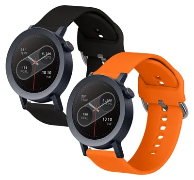 Produktbild von kwmobile 2x Uhrenarmband für CMF Watch 3 Pro Armband - Fitnesstracker Band Set aus TPU Silikon - Ersatzarmband Smartwatch - Orange Schwarz
