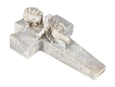 Produktbild von Engel auf Kreuz 24cm Engelsfigur Gartendeko Grabschmuck Schutzengel Dekoengel