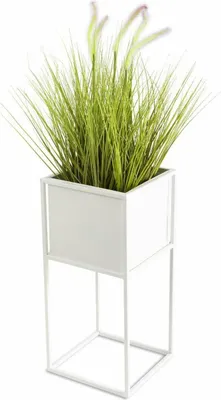 Immagine prodotto di Portafiori, aiuola in piedi, moderno, metallo, soppalco, bianco 50 cm