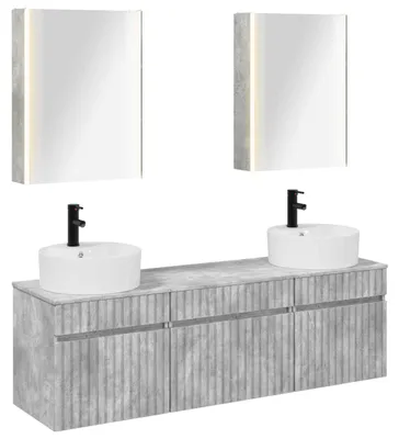 Imagen del producto de vidaXL Juego de 5 armarios para baño, color gris cemento, fabricados en material de madera