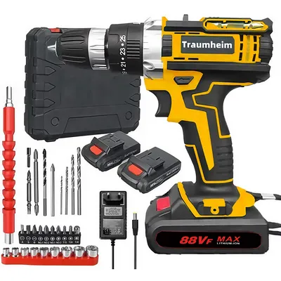 Produktbild von 21V Akkuschrauber Set Akku Bohrschrauber,mit 2 Akkus 2000mAh,3 in1 Schlagbohrmaschinen,25 Drehmomentstufen LED Licht ,mit Werkzeugkasten ,für Haus/DIY