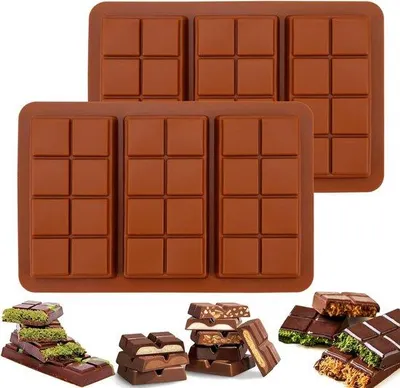 Immagine prodotto di Set da 2 stampi per cioccolato a fondo profondo con rivestimento antiaderente e silicone senza BPA, per caramelle e gelatine