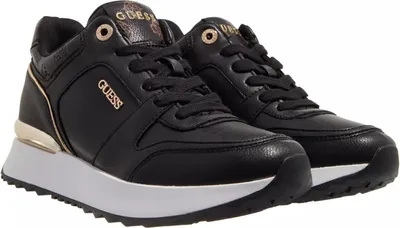 Produktbild von Guess Kaddy Peony Logo Casual Sneakers Damen Sneaker aus Kunstleder in Schwarz Gold – undefined / Schwarzes Gold